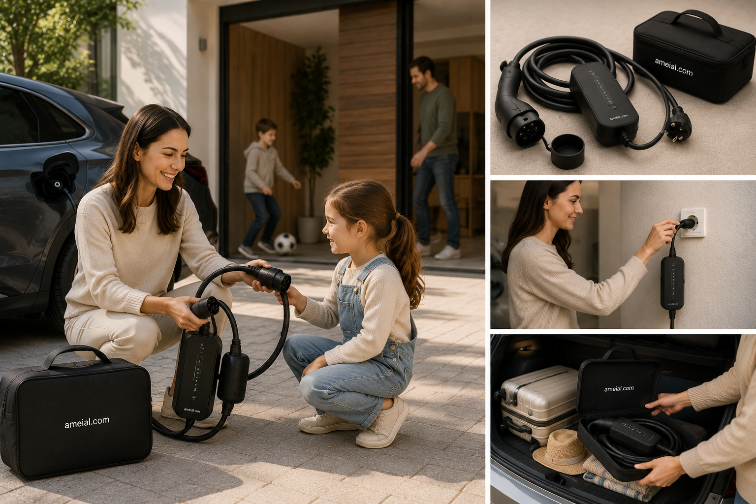 Cargador portátil EV con cable y funda de transporte