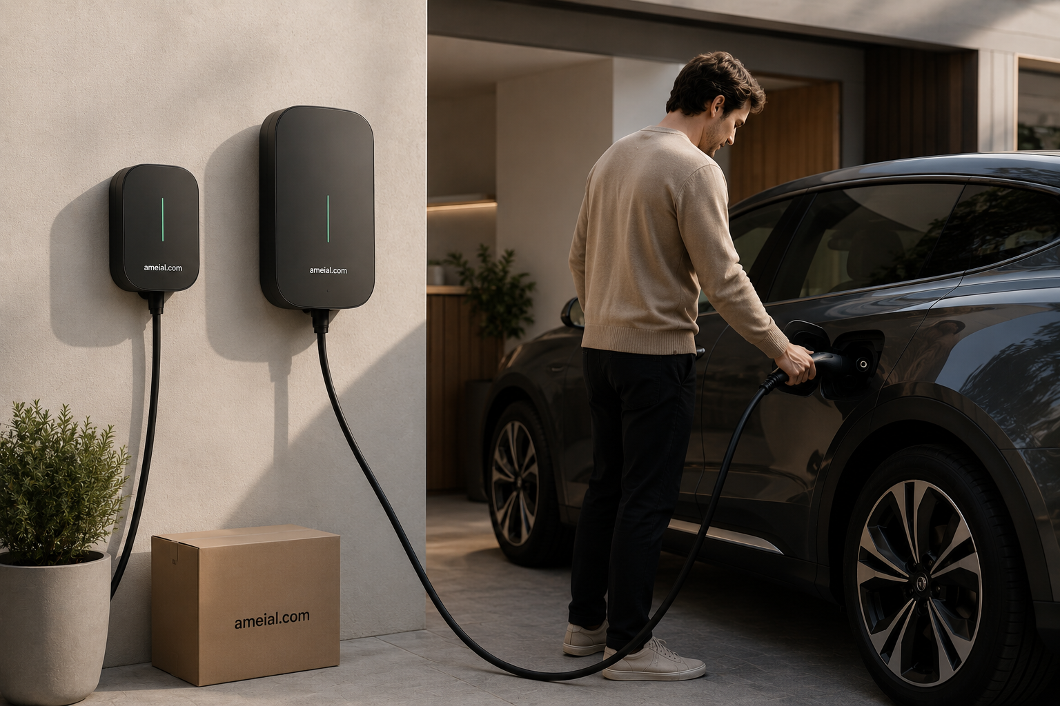 Wallbox doméstico instalado en garaje residencial